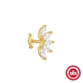 Elegant gold marquise flower crown ear stud crafted from premium S925 sterling silver - Single Gold #3 (Fan Marquise Zircon)