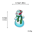 Blue embroidered snowman patch with green scarf and red nose for Christmas DIY decor - 4.7x8.4cm / 11137-Skiing Snowman