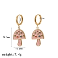 Orecchini a cerchio fungo d'oro con smalto rosa e cristalli colorati e misure - Stile Orecchini Fungo Rosa (TE60356)