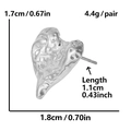Detailed specs of silver 304 stainless steel heart earring with 1.7x1.8cm dimensions - Silver