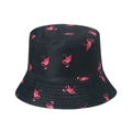 Black sun bucket hat featuring an all-over pink flamingo pattern for summer wear - 58cm / Black Pink Flamingo Print