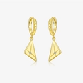 Golden geometric S925 silver earrings with starburst engraving and zircon inlay - 18K Gold - Ear Pendants