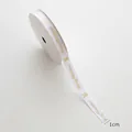 5m White Christmas ribbon with gold Merry Christmas print and bell motifs 1cm wide - White Letter / 1cm Wide-5m/Roll