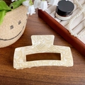 Pinza para el pelo clásica de acetato blanco crema con gran diseño rectangular - Blanco Roto 13CM