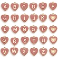 Pink heart-shaped alphabet charms set in gold alloy for DIY jewelry bracelets - Letter A / Heart / Pink
