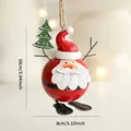 Hand-painted Santa Claus metal ornament with red spherical body and rustic hanging twine - Red Fat Santa Hanging Ornament