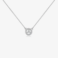 Silver S925 necklace featuring a round hollow clover pendant with sparkling zircons - Platinum (Necklace - White Stone)