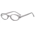 Retro small oval eyeglasses in transparent grey finish with minimalist plastic frame - Transparent Gray