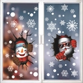 Christmas window stickers featuring Santa, snowman, and snowflakes for holiday glass decor - 2-Pack Combination Santa + Snowman