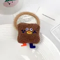 Süßer brauner Keks Plüsch Haargummi mit Stickerei für Mädchen Frisuren - Keks