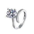 Elegant 1 carat high carbon diamond 6-prong wedding ring with bypass pavé band - Ljz-82 [2 Carats] / Adjustable Open