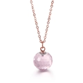 Rose gold necklace featuring a faceted pink crystal ball pendant for women - Rose Gold Chain + Pink Crystal