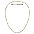 Collier tennis doré avec zircons de 4mm sertis à trois griffes sur fond blanc pur - 16 Pouces (40,6 cm) / 4mm 3-Prong / Doré