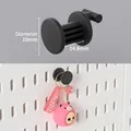 Set of 5 black pegboard hooks with 19mm diameter for wall shelf storage display - Round Mini Hooks 5Pcs - Black