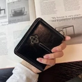 Porte-monnaie minimaliste en cuir PU noir avec surpiqûres blanches et croix en métal - Noir
