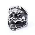 Anello da uomo in stile punk con testa di bestia e finitura in metallo invecchiato - US 7 / Colore Acciaio (05104)