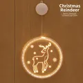 LED Christmas reindeer window hanging light with warm yellow glow and suction cup - 16cm Reindeer / Battery Included