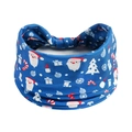 Close-up of blue festive headband with Santa Claus and Christmas tree patterns - Style 19 (Christmas)