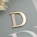 Pendentif lettre D plaqué or avec incrustation de zircone baguette pour bijoux DIY - Doré