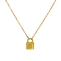 Gold padlock necklace with initial letter Q engraving for women minimalist jewelry - Letter Q