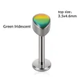 Labret en titane G23 avec embout goutte iridescent vert mesurant 3,5x4,6 mm - Éclat Vert