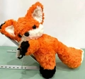 Cute orange and white plush fox backpack with fluffy fur and black ear tips - Fox