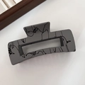 Matte grey square claw clip with black ink splatter pattern for elegant high ponytails - Square Grey