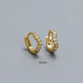 Golden S925 silver wave ear cuff with pavé zircon stones and 6mm inner diameter - 6mm Gold
