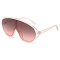 Pink oversized shield sunglasses with gradient lenses and Y2K aesthetic frame - Transparent Pink Frame Pink Gradient Lens