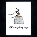 Mini handbag-shaped white marble pendant with gold metal handles on a creative gift card - Bag + Card / Howlite