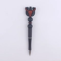 DIY beadable pen with creative black cow silicone charm and decorative beads - Black Bull