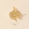 Close-up of golden tree of life pendant with cubic zirconia and size dimensions 2.7x2.2cm - 0370-9 Gold Tree of Life Hollow Pendant