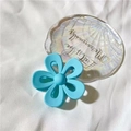 Matte light blue flower hair claw clip with shell decoration for elegant hair styling - Matte Sky Blue