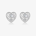 Orecchini a cuore in argento S925 con scintillanti zirconi a taglio marquise e tondi - Stile Cuore Oro Bianco (MME1152) / Argento 925