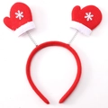 Red Christmas headband with spring-mounted gloves and white snowflake patterns - 5# Snowflake Mittens