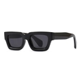 Modern irregular thick black square frame sunglasses with dark grey lenses for street style - Black Frame / Black Lens