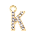 Macro shot of gold alloy letter K charm with sparkling rhinestones for jewelry making - Letter K-Gold