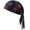 Bandana de cyclisme respirant en mesh noir avec motifs étoiles et tête de mort - Style 5 (Étoiles Rouges et Bleues Crâne)