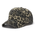 Detailed view of the leopard and camo print canvas baseball cap with reinforced stitching - One Size / Army Green Camouflage (F)