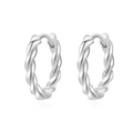 Minimalist S925 sterling silver twisted rope hoop earrings with a polished finish - Platinum Color