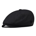 Gorra clásica newsboy de algodón negro con hebilla metálica ajustable para hombre y mujer - Ajustable / Negro