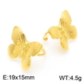 Elegantes pendientes vintage de mariposa dorada de 19x15mm con acabado metálico pulido - Clip de oreja de mariposa dorado
