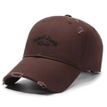Distressed dark brown baseball cap with New York California embroidery in retro style - Adjustable / Coffee