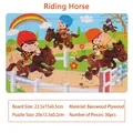 Educational 30-piece wooden jigsaw puzzle with cartoon horse riding theme for kids - Horse Riding
