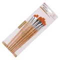 6-piece flat artist paintbrush set with synthetic orange bristles and wooden handles - 6Pcs Flat Peak HB185A / Natural Wood Color