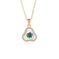 Rose gold S925 silver heart necklace with blue moissanite and white diamond accents - 925 Silver / Moissanite Green Stone Rose Gold
