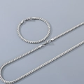 Conjunto de joyas unisex de acero inoxidable con collar y pulsera de cadena plateada - Pulsera 18+5CM / Color Acero