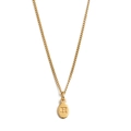 Golden stainless steel oval pendant necklace featuring engraved letter H design - Necklace + Pendant H