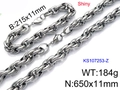 Polished silver stainless steel twist chain necklace and bracelet set with lobster clasp - Silver (KS107253-Z)