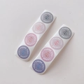 Tres rollos de pegatinas redondas Thank You con icono de rosa en rosa, gris y morado - Pegatinas